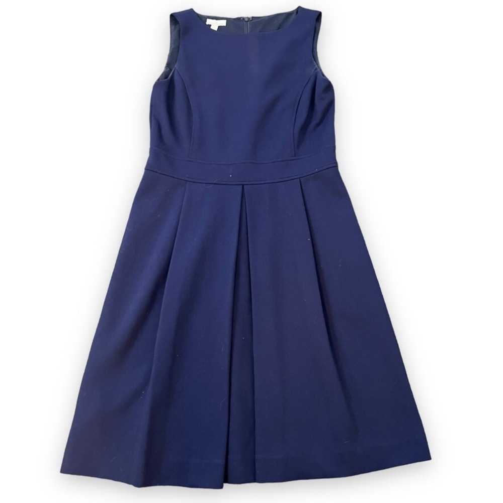 LL Bean Signature Ponte Dress Women 4 Blue Pleated A Line Midi Dress Read *item* - Picture 13 of 13